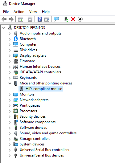 Mouse Driver Updating on Device Manager