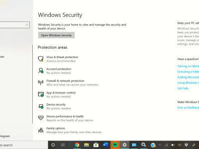 windows security setting