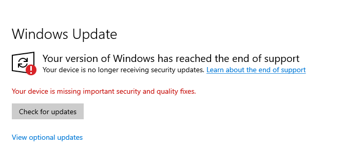 windows update missing